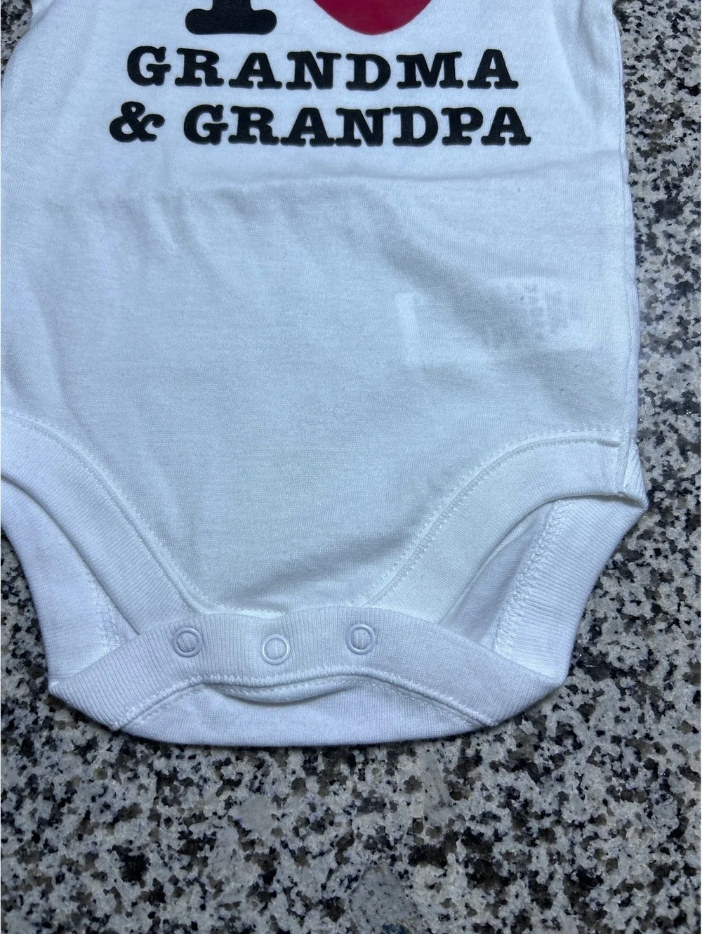 New! The Children's Place Baby Bodysuit 0-3M White❤️I Love Grandma + Grandpa